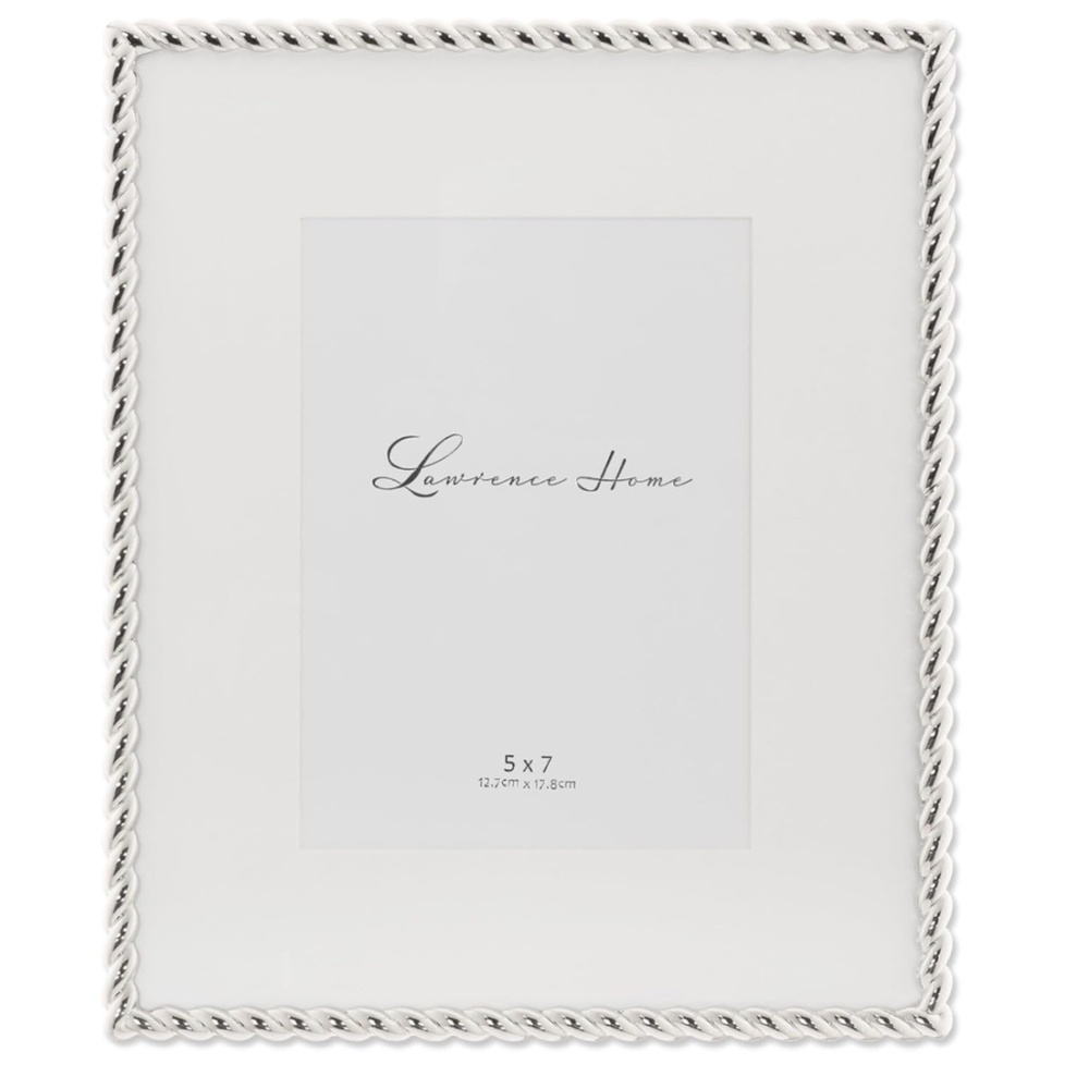 Lawrence Frames Silver Metal Rope 8x10 Matted for 5x7 Picture Frame